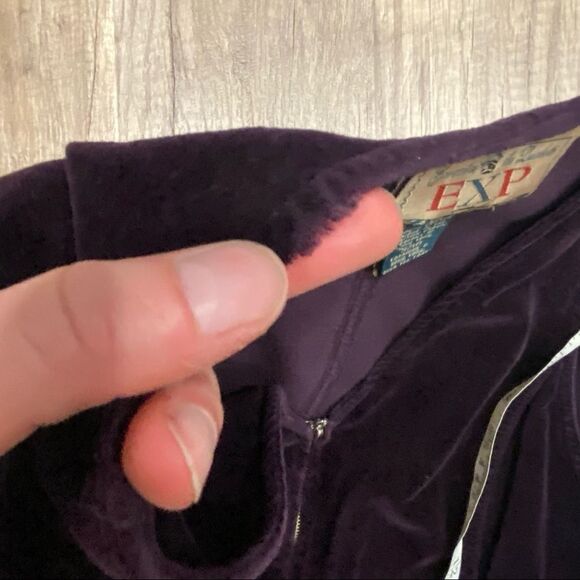 Vintage 90s Express Purple Velvet Romper Mini Dress Medium Zipper 100% Cotton - Picture 12 of 14